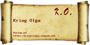 Krieg Olga névjegykártya